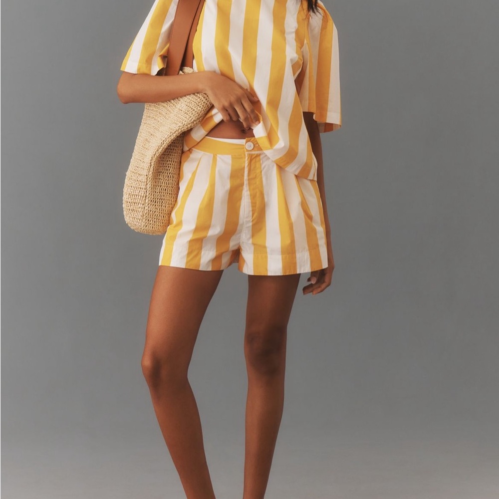 RHODE Yellow and White Striped Women Shorts